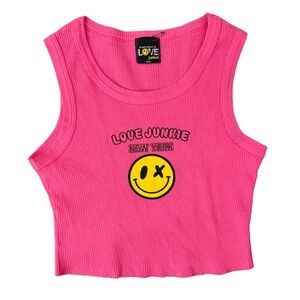 Love Junkie Pink Waffle Tank Top Girls size Large NWOT